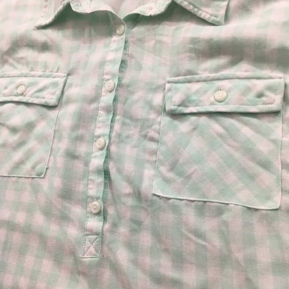 Isabel Maternity Top L Green & White Checked Cotton Blend Long Sleeve Pullover - Picture 6 of 8